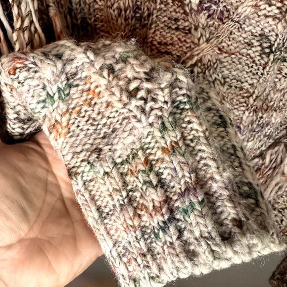 Joie Meghan Cable Knit Wool Blend Long Sleeve Fringe Sweater Size M - Picture 5 of 8